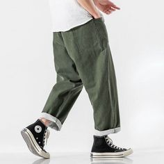 Pokku Pants – Kidoriman Green Courderoy Pants Outfits Men, Ankle-length Cotton Jeans With Side Pockets, Green Non-stretch Cotton Cargo Pants, Baggy Green Cargo Style Jeans, Green Non-stretch Straight Leg Cargo Pants, Non-stretch Green Cargo Pants, Summer Streetwear Khaki Jeans, Baggy Green Wide-leg Jeans, Green Baggy Wide Leg Jeans