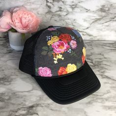 "These unique custom MADE TO ORDER hats are truely one of a kind. Not all heads are created equal , which is why we have so many size options. You can customize your hat color, size and your favorite design. please note all hat colors vary by size, in other words- not every hat color is available in every size. **please note these are made to order and the design layouts will be unique to each hat ordered** Please feel free to ask any questions you have about sizing, as these are MADE TO ORDER e Custom Multicolor Cap, Custom Black Adjustable Trucker Hat, Custom Black Trucker Baseball Cap, Multicolor Snapback Trucker Hat As Gift, Black Hats For Spring Gifts, Multicolor 5-panel Trucker Hat One Size, Multicolor Flat Bill Trucker Hat, Black Hat For Spring Gift, Handmade Multicolor Trucker Hat