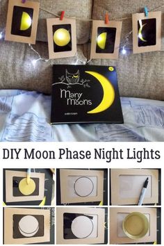 diy moon phase night lights made from cardboard boxes