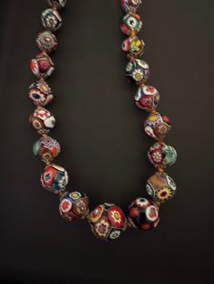 Vintage Jewelry With Large Round Beads, Multicolor Retro Jewelry For Vintage Collection, Vintage Round Bead Necklaces Collectible, Vintage Round Polished Beads Necklace, Vintage Polished Beads Necklace, Vintage Polished Beads Round Necklace, Vintage Single Strand Round Necklace, Vintage Round Necklaces With Polished Beads, Vintage Round Polished Beads Jewelry