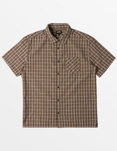 Billabong Mogul Button Up Shirt. Slightly Oversized For An Easy Fit, Billabong's Mogul Short Sleeve Woven Shirt Offers A Perfect Balance Of Comfort And Style. This Button-Up Shirt Is Trimmed With A Collar Neck, A Straight Hem, And Chest Pocket. Allover Plaid Pattern. 100% Cotton. Machine Wash. Imported. Short Sleeve Button Up Men, Fall Wishlist, Scarecrow Halloween, Work Vest, Short Sleeve Flannel, Flannel Sweatshirt, Button Ups, Button Down Short Sleeve, Collar Neck