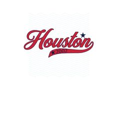 the houston logo is shown in red and blue