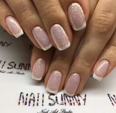 Pretty Nails Glitter, French Manicure Nails, Manicure Gel, Cute Gel Nails, Super Nails, Shellac Nails, Holographic Nails, Elegant Nails, Manicure Y Pedicure