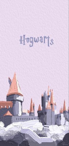 the hogwart's castle is shown in this digital art style illustration, and it appears to be painted with pastel colors