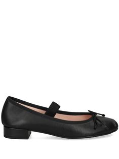 black leather smooth grain block heel elasticated strap bow detailing ruched detailing round toe branded leather insole rubber sole Pretty Ballerinas, Chanel 2, Ballerina Shoes, Iconic Bags, Demi Fine Jewelry, Summer Beach Wear, Flat Boots, Ballet Flat Shoes, Pump Sandals