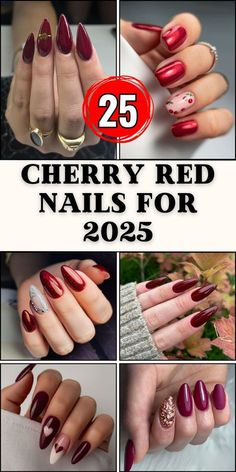 Cherry Red Nails, Nails 2025, Short Acrylic, Bold Art, French Tips, Square Art, Styling Gel, Red Design