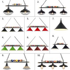 the instructions for how to make an industrial style light fixture with hanging lights and bulbs