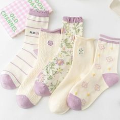 Tulle Socks, Striped Tube Socks, Socks Design, Embroidered Socks, Floral Socks, Handmade Socks