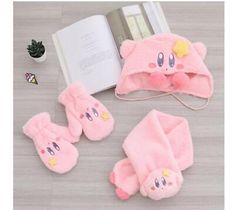 Top Seller for Kirby Anime Cartoon Series Scarf Gloves Hat Plush Cute Soft Girl Holiday Gift, Womens Accessories Kirby Hat, Cute Kirby, Kirby Plush, Cartoon Gloves, Anime Hats, Hoodie Hat, Student Cartoon, Plush Hat, Set Anime