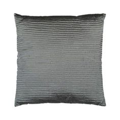 a gray and black pillow on a white background