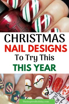 Holiday Nail Designs Winter, Christmas Present Nails, Festive Holiday Nails, Holiday Themed Nails, Holiday Manicure, Christmas Nails Diy, Manicure Designs, Festive Nail Art