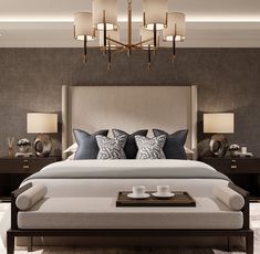 Wallpaper In Primary Bedroom, Hotel Style Bedroom Master Suite, Wallpaper Bedroom Aesthetic, Hotel Inspired Bedroom, Aesthetic Bedroom Design, Guest Bedroom Design, Carpet Ideas, Interior Design Decor, Bedroom Wallpaper