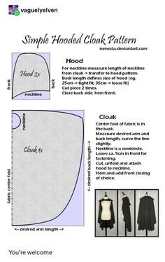 the simple hooded cloak pattern is shown