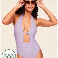 Nwt - Brinlee Contour One-Piece Swimsuit In Lavender Purple One Piece, Chic Bra, Blue One Piece, Deep Plunge, Adore Me, Bra And Panty Sets, Purple Fashion, Womens Swim, One Piece Swimsuit