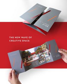 the new wave of creative space brochure is open to reveal images and text