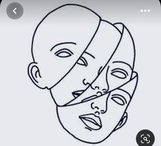 three face masks with faces drawn in one line