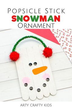 popsicle stick snowman ornament craft for kids