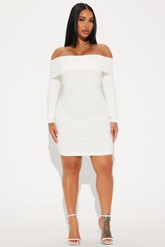 Available In Off White And Charcoal. Mini Dress Ribbed Long Sleeves Off Shoulder Stretch 86% Rayon 14% Polyester Imported | Modern Muse Long Sleeve Mini Dress in Off White size 3X by Fashion Nova Stephanie Rao, Off White Fashion, Shoulder Stretch, Modern Muse, White Long Sleeve Dress, Jeans Cargo, Modern Dress, Gal Gadot, Long Sleeve Mini