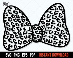 an animal print bow clipart with the word svg png epsf instant