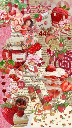 strawberry baby shower collage with pink background