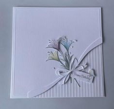 Clean Simple Cards, Clean And Simple Cards Ideas, Female Birthday Cards Handmade, Sympathy Cards Handmade Simple, Cascading Cards, Clean And Simple Cards, Happy Birthday Floral, Anniversary Cards Handmade