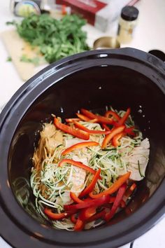 the food in the slow cooker is ready to be put into the crock pot