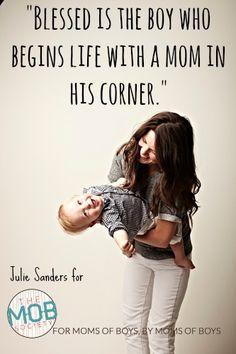 a woman holding a baby in her arms with a quote above it that says when they're little boys, don't know how to guard their own hearts