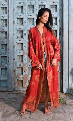 Yak Wool Bird Design Robe Wool Cardigan Long Wool Robe - Etsy Red Fitted Long Sleeve Robe, Vintage Long Sleeve Kimono, Festive Winter Kimono, Long Kimono For Festivals, Bohemian Long Sleeve Wedding Robe, Red Long Sleeve Wedding Robe, Red Festive Kimono For Festivals, Traditional Long Red Robe, Fitted Red Long Sleeve Kimono