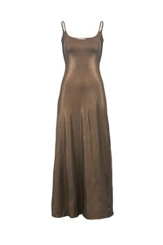 This stunning maxi dress in Coffee Brown features a gorgeous foil coated metallic sheen, perfect for adding a touch of glam to any occasion. With its form-fitting sheath design, delicate thin straps, and soft stretch jersey fabric, it's not only stylish but also comfortable to wear. So why not elevate your wardrobe and turn heads with this must-have dress! Fabric Content: 92% Viscose, 8% Elastane Hand wash Long Brown Dress, Metallic Trousers, Dresses Xxl, Dress Inspo, Coffee Brown, Halterneck Dress, Pink Mini Dresses, Brown Dress, Independent Designers Fashion