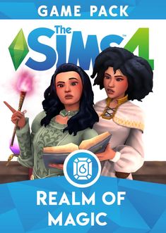 the game pack for the sims 4 is shown with two women holding magic wands