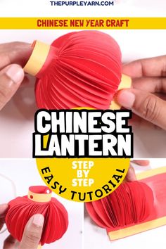 Red and yellow chinese paper lantern craft for kids step by step