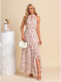 JJ's House No Ruffle Floral Print Chiffon Asymmetrical Maxi Halter Fall Spring Summer A-line Leg Slit Yes Dusty Rose S Height:5.7ft(174cm) Bust:33.5in(85cm) Waist:26in(66cm) Hips:36in(91cm) Dress. #JJ's House #No #Ruffle #FloralPrint #Chiffon #Asymmetrical #Maxi #Halter #Fall #Spring #Summer #Aline #LegSlit #Yes #DustyRose #S #Dress Maxi Vestidos, Asymmetrical Maxi Dress, Mother Of The Bride Dresses Long, House No, Floral Print Chiffon, House Dress, Bride Dresses, Print Chiffon, Custom Dresses