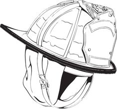 a drawing of a helmet with an american flag on the side and a black band around the brim