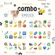 an image of the emojis sticker sheet on a white background with words and icons