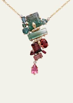 Modular Jewelry, Watermelon Tourmaline Necklace, Jewel Design, Stephen Dweck, Tourmaline Jewelry, Tourmaline Necklace, Gemstone Necklace Pendant, Pendant Design, Dream Jewelry