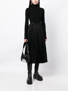 Junya Watanabe high-waist Pleated Skirt - Farfetch Pleated Black Midi Skirt, Long Pleated Skirt For Evening, Black Midi Length Accordion Pleated Skirt, Pleated Tiered Skirt For Evening, Black Voluminous Skirt With Accordion Pleats, Black Accordion Pleats Voluminous Skirt, Black Accordion Pleats Tiered Skirt, Evening Accordion Pleats Pleated Skirt For Fall, Accordion Pleated Tiered Skirt For Evening