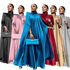 Great shopping ideas for Stylish New Women Hig Neck Short Sleeves Solid Casual Long Dress Club Party, Women's dresses Style Ankara, Ankara Outfits, African Maxi Dresses, Dress Muslim, Women's Robe, Abaya Dress, Long Dress Casual, African Dresses, Gowns Of Elegance