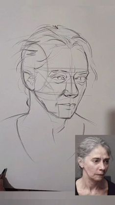 a drawing of a woman's face is shown next to an image of a man