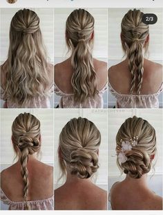 Bridesmaids Hairstyle, Braiding Your Own Hair, Hairstyles Winter, Long Hairdos, Bridesmaid Hair Medium Length, Bridesmaid Hair Long, Hairstyle Bun, Hairstyles Curls, Hairstyles Messy