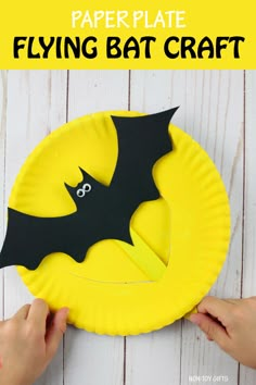 paper plate flying bat craft for kids to make