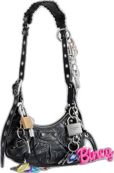 Designer Shoulder Bag With Lock For Daily Use, Designer Leather Shoulder Bag With Lock, Designer Crossbody Shoulder Bag With Lock, Designer Black Shoulder Bag With Lock, Luxury Crossbody Hobo Bag With Gunmetal Hardware, Luxury Hobo Bag With Gunmetal Hardware Crossbody, Black Y2k Fashion, Tom Ford Shoes, Balenciaga Leather