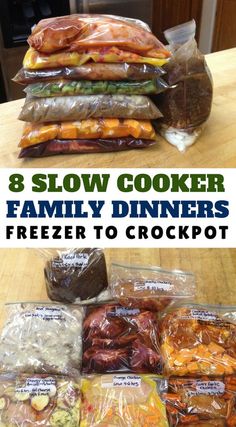 the 8 slow cooker family dinners freeze into crockpots and put them in bags