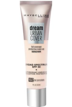 Dream Urban Cover Flawless Coverage Foundation Makeup by Maybelline Maybelline Dream Urban Cover, Maybelline Foundation, Full Coverage Makeup, Foundation Tips, Foundation With Spf, Lightweight Foundation, How To Match Foundation, La Pollution, Foundation Makeup