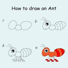 how to draw an ant for kids