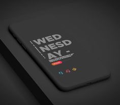 a phone case with the words wed needs ay on it sitting on top of a black surface