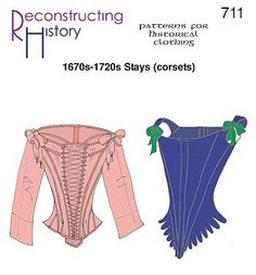 Reconstructing History Pattern #RH711 - Renaissance Corset 17th Cent. Stays 17th Century Stays, Stays Pattern, Pirate Corset, Museum Of London, Historical Costuming, Corset Sewing Pattern, Century Dress, Corset Pattern, Costume Patterns