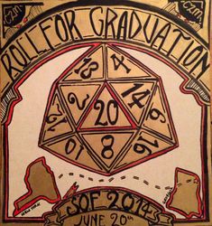 a drawing of a dice with numbers on it and the words'roll for graduation '