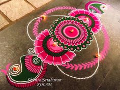 colorful rangdi design on the ground for diwaling