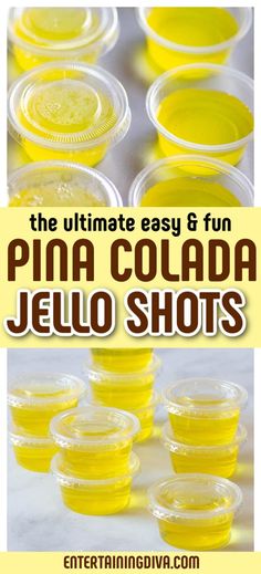 Easy Pina Colada Jello Shots (With Pineapple Jello) | Coconut Rum Jello Shots Coconut Jello, Jello Shot Cups