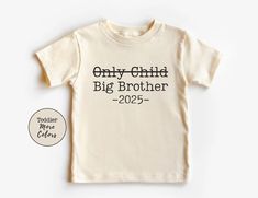 Big Brother 2025 shirt! You can also have the year changed or removed-just leave a note to seller to make the change! Super soft and so cute this shirt is perfect to make the announcement.  No vinyl-this shirt is DTG printed.   How to order: Please select size and color from drop down menus, select quantity Add to cart If you are ordering multiple shirts with different color/size Add them to the cart separately Then proceed to checkout Care Instructions: Inside out, wash with delicate cycle. Lay Big Brother In Heaven Shirt, Big Bro Shirt Announcement, Diy Big Brother Shirt, Big Brother Christmas Announcement, Big Brother Shirt Announcement, Sibling Reveal, Big Brother To Be, Big Brother T Shirt, Big Brother Announcement Shirt